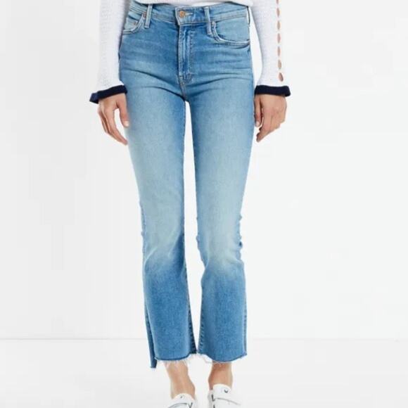 MOTHER The Insider Crop Step Fray Jeans Shoot To Thrill Wash - Picture 1 of 10